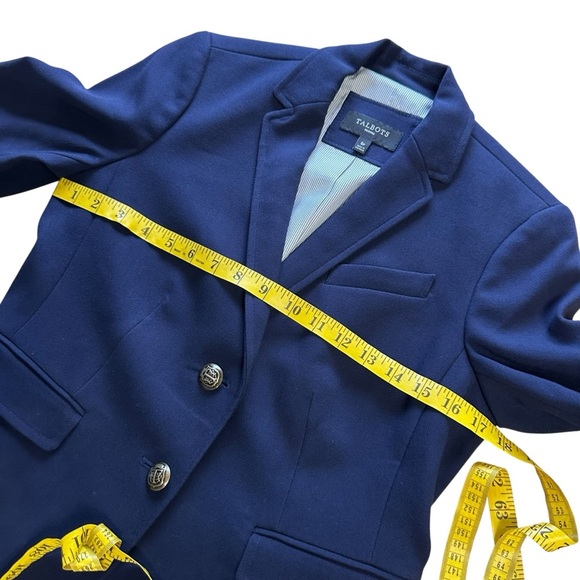 Talbots Navy Blue Classic Two Button Blazer Jacket Size 6 Petite Preppy Office - Picture 9 of 10